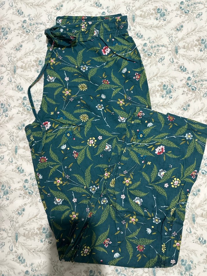 Yeşil Çiçekli Dantelli Bohem Kadın pijama altı - Görsel 2