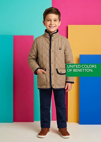Benetton Bej Kapitone Cocuk Ceket
