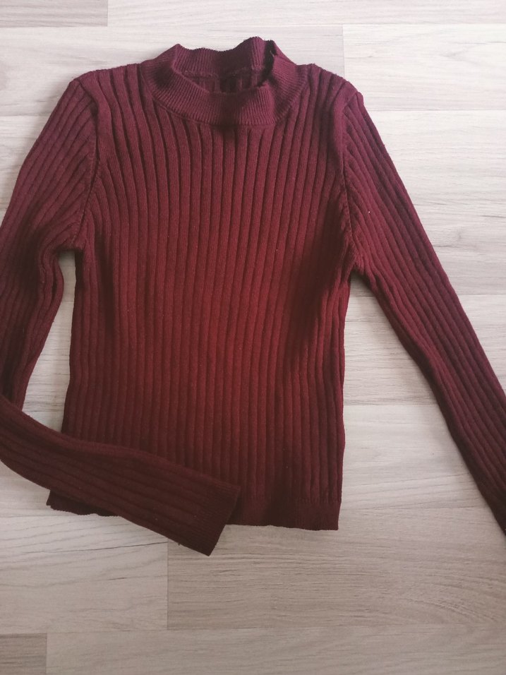 Bordo Kadın Balıkçı Yaka Triko Kazak - Görsel 2