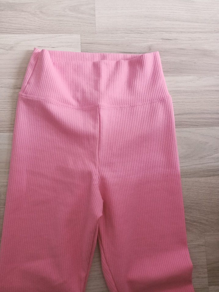 Pembe likralı fitilli tayt - Görsel 3