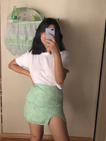 Mango Çiçekli Mini Etek