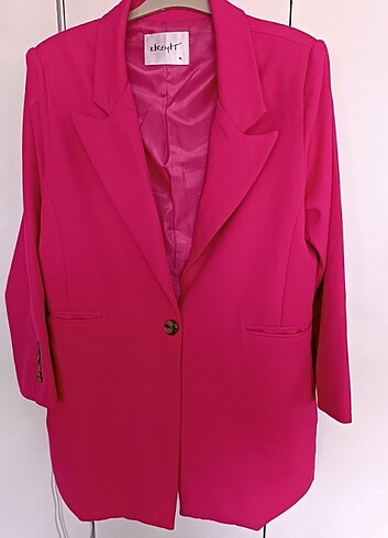 xl Beden pembe Renk Fuşya pembe blazer ceket 