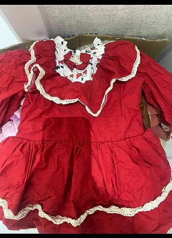 4 Yaş Beden kırmızı Renk Kız çocuk vintage elbise