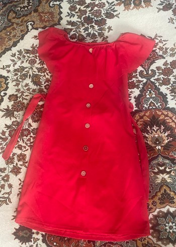 Kırmızı Straplez Uzun Düğmeli Bohem Elbise - Görsel 2