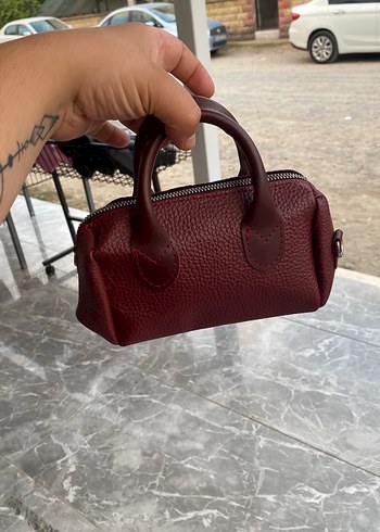Diğer Bordo Deri Kadın Çanta Fermuarlı