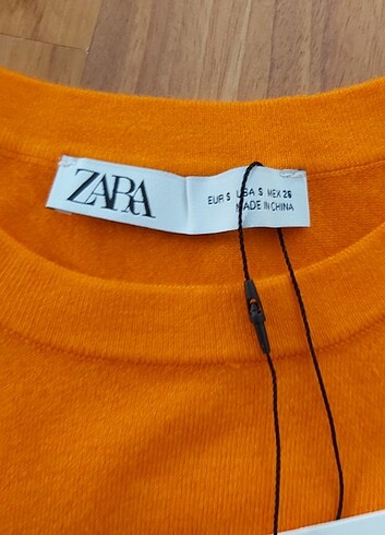 s Beden turuncu Renk Kısa Kollu Triko Zara Etiketli