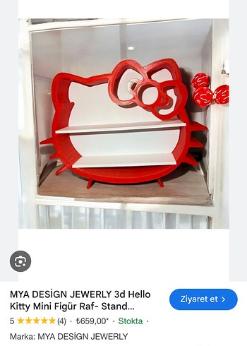 Kırmızı Hello Kitty Mini Raf - Görsel 2