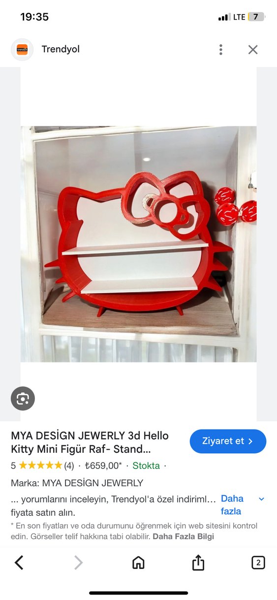 Kırmızı Hello Kitty Mini Raf - Görsel 2