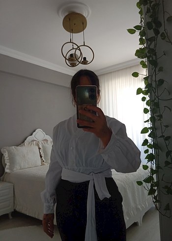 Diğer Beyaz Transparan Uzun Kollu Kadın Bluz