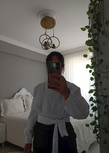 Beyaz Transparan Uzun Kollu Kadın Bluz