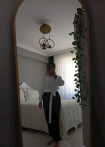 m Beden Beyaz Transparan Uzun Kollu Kadın Bluz