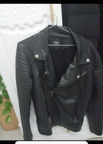 Siyah Deri Biker Ceket erkek - Görsel 2