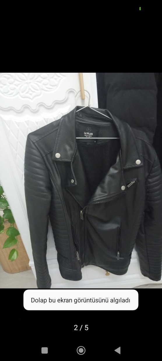 Siyah Deri Biker Ceket erkek - Görsel 2