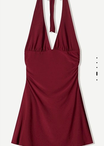 m Beden bordo Renk Bershka Bordo Halter Yaka Mini Elbise