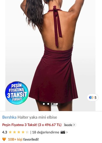 Bershka Bershka Bordo Halter Yaka Mini Elbise
