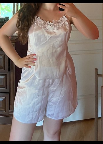 Diğer Beyaz Mini Askılı Vintage Kadın Pijama