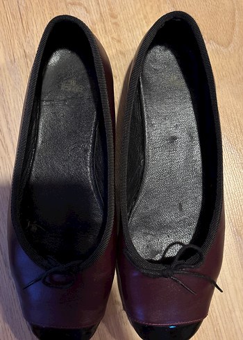 Bordo Deri Kadın Düz Ayakkabı