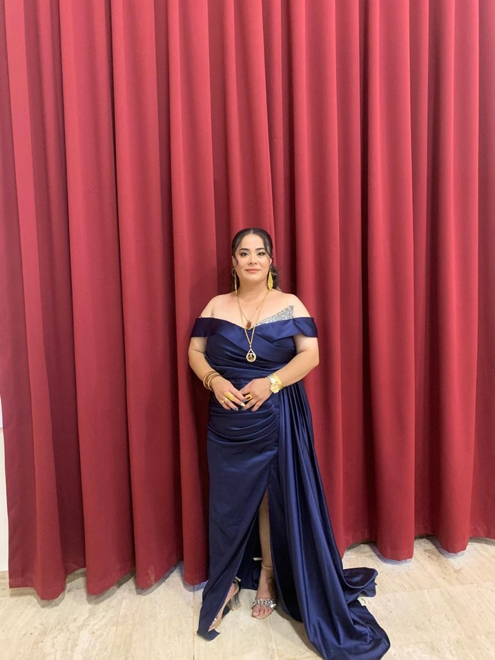 Parlak Lacivert Drapeli Straplez Uzun Abiye - Görsel 2