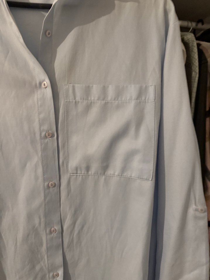 Düğmeli Beyaz Keten Kadın Gömlek - Görsel 2