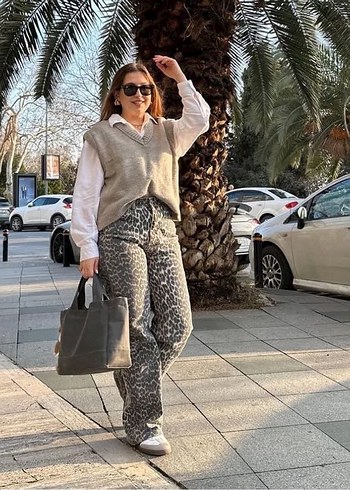 Trendyol Leopar desenli jean pantolon - Görsel 5