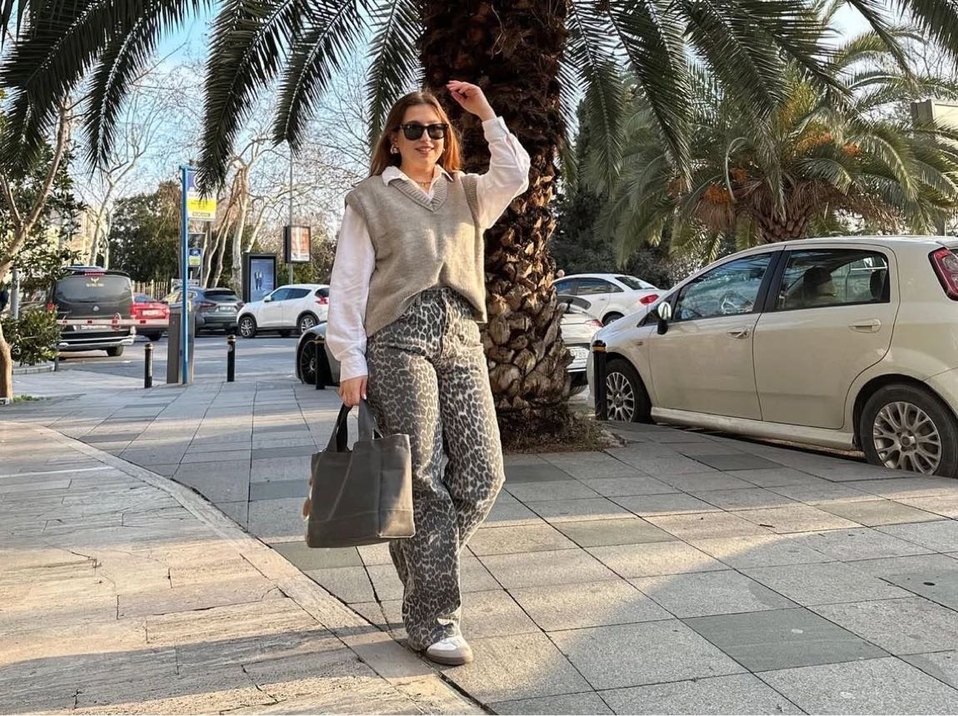 Trendyol Leopar desenli jean pantolon - Görsel 5