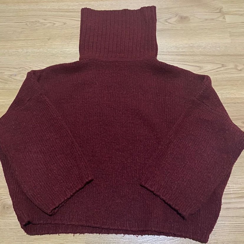 Bordo Kadın Boğazlı Triko Kazak - Görsel 2