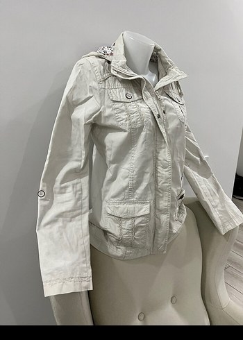 Düğmeli Bej Kadın Ceket 2000s yk2 Lolita gotik - Görsel 2