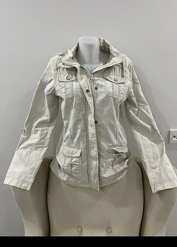 Düğmeli Bej Kadın Ceket 2000s yk2 Lolita gotik - Görsel 3