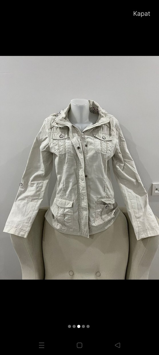 Düğmeli Bej Kadın Ceket 2000s yk2 Lolita gotik - Görsel 3