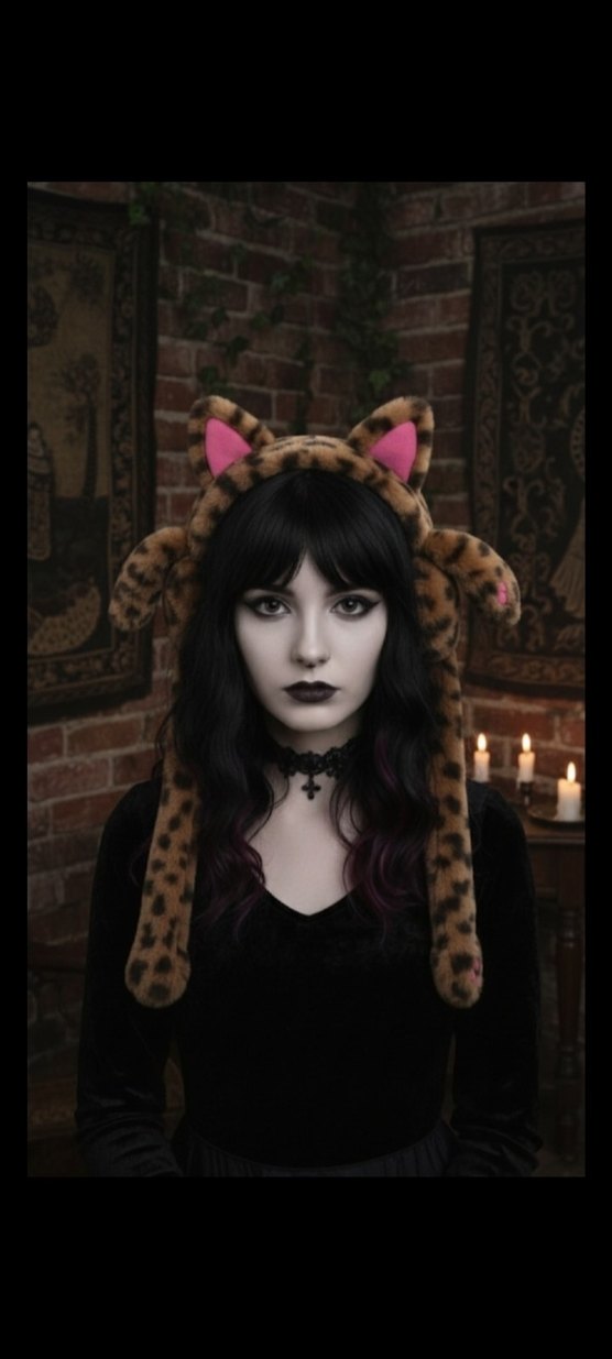 Kahverengi Leopar Desenli peluş kulaklık - Görsel 2