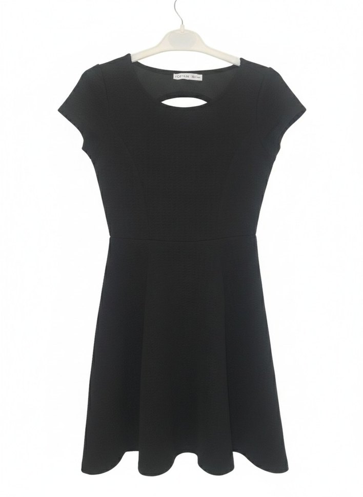 V Yaka Siyah Midi Gotik Elbise - Görsel 2