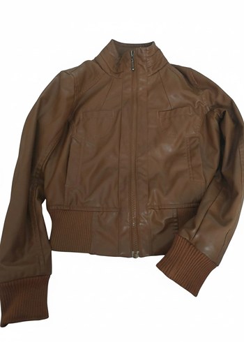 Bej Parlak kadın deri ceket - Görsel 2