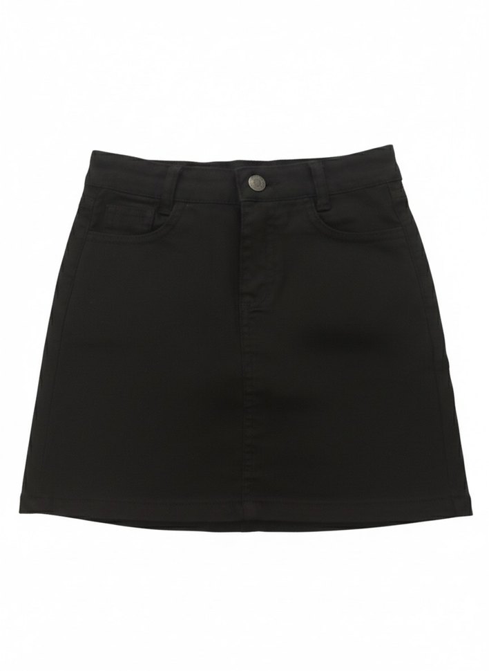 Siyah Kemerli Denim Mini Etek - Görsel 2