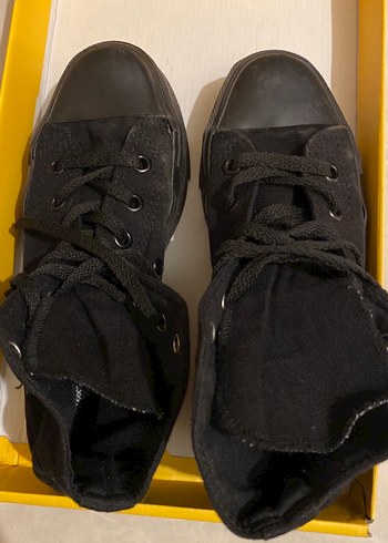 Siyah Converse tipi Kadın Spor Ayakkabı - Görsel 7