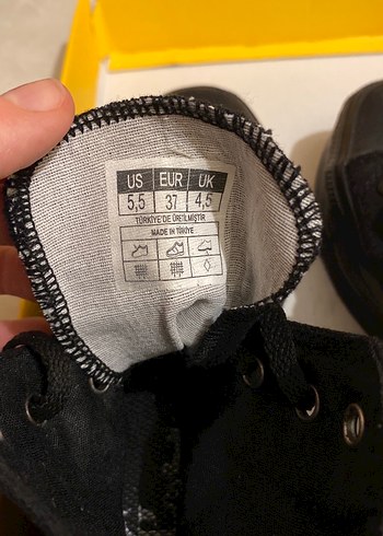 Siyah Converse tipi Kadın Spor Ayakkabı - Görsel 6