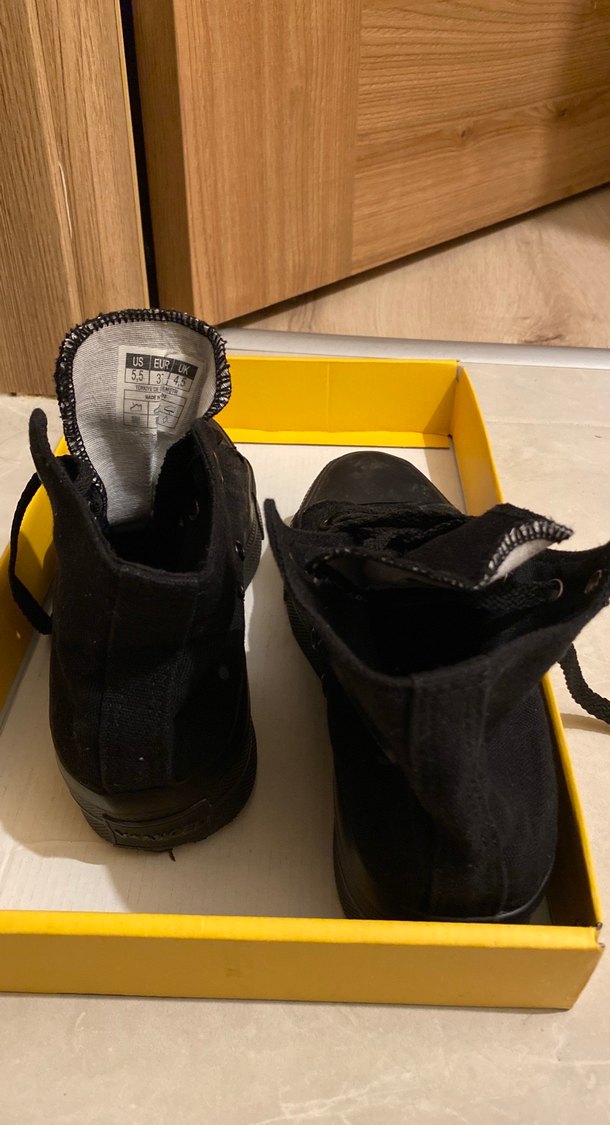 Siyah Converse tipi Kadın Spor Ayakkabı - Görsel 3