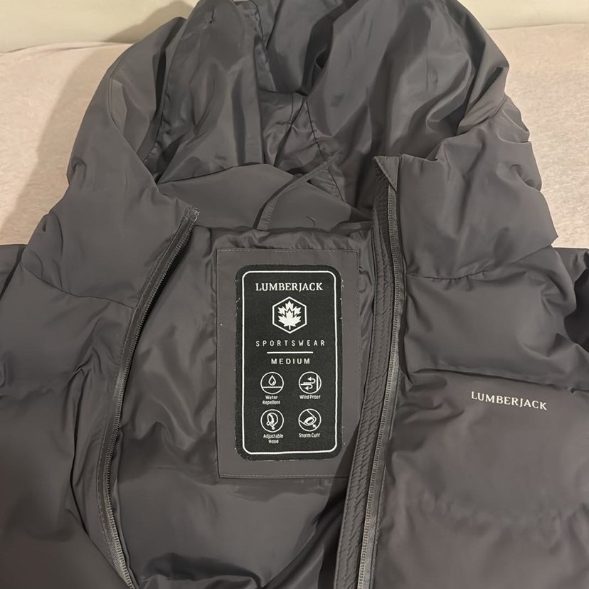 Gri Kadın Lumberjack Kışlık Kapüşonlu Mont - Görsel 2