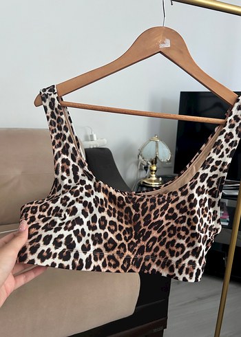 44 Beden Leopar Desenli Midi Spor Sütyen