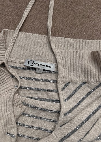 Cotton Bar Çizgili V Yaka Triko Süveter