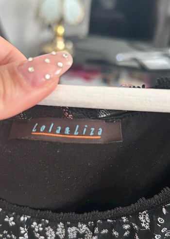 Diğer Dantel Detaylı Siyah Gri Midi Elbise