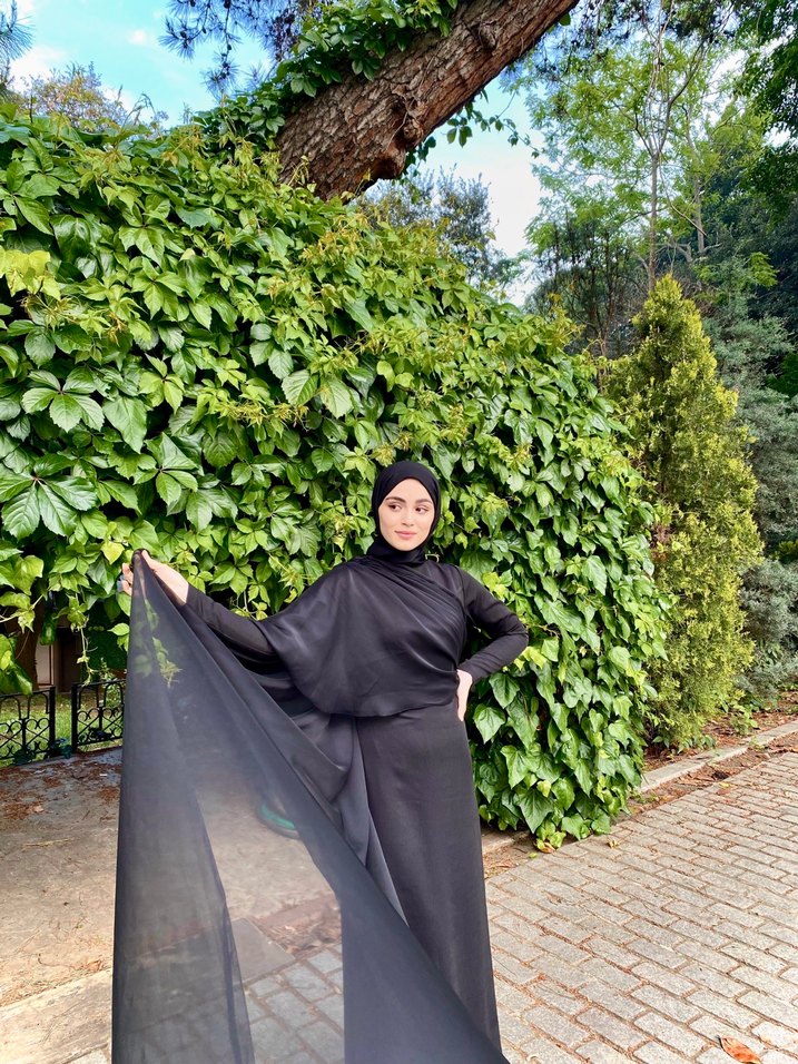 Siyah Uzun Kollu Uzun Elbise - Görsel 3