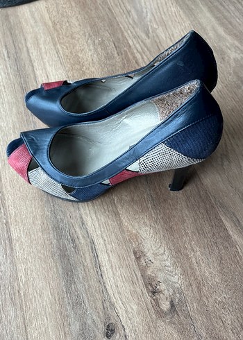 Kadın Mavi Denim Dolgu Topuklu Stiletto hakiki deri - Görsel 2