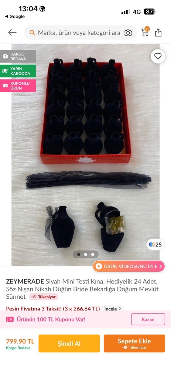 Mini siyah hediyelik testi - Görsel 2