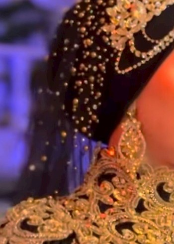 Siyah gold incili duvak - Görsel 5