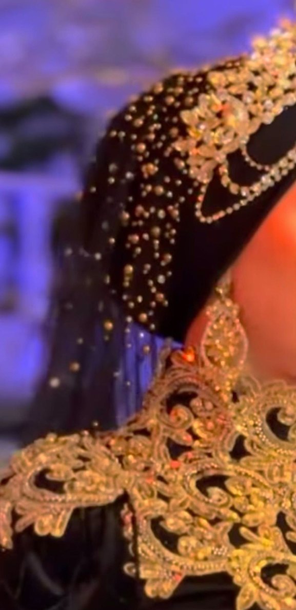 Siyah gold incili duvak - Görsel 5