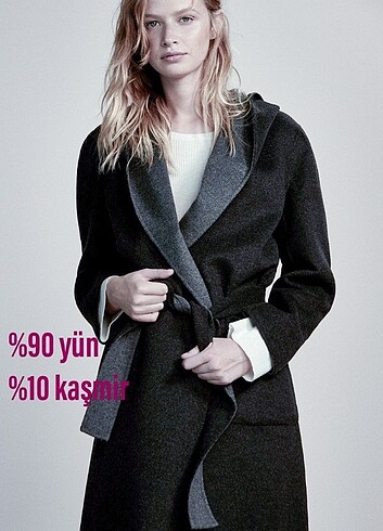Massimo Dutti full yün kaşmir çift taraflı kaban