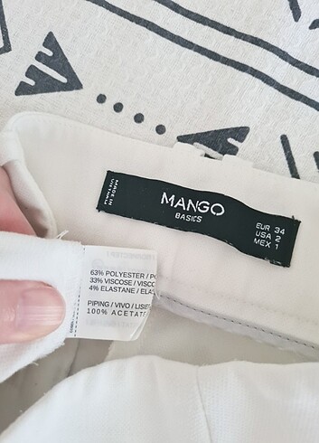 34 Beden beyaz Renk Mango pantolon