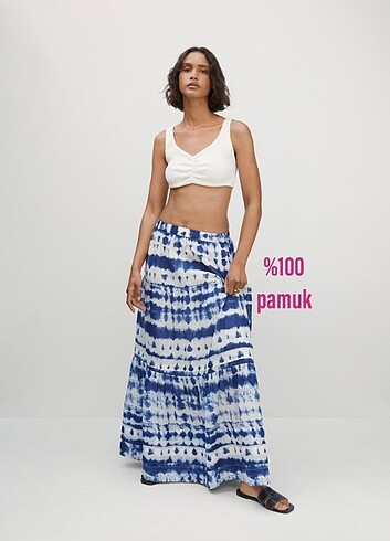 Mango pamuklu batik etek
