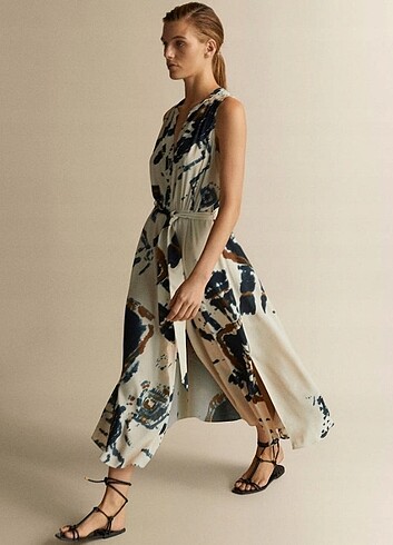 Massimo Dutti batik viskoz elbise