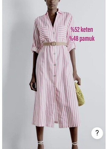 Zara keten pembe çizgili elbise